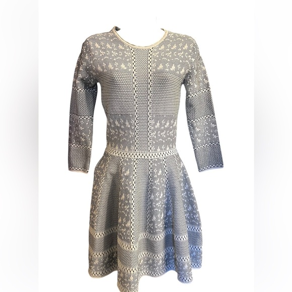 GIANNI BINI | Women's black and white pattern block panel knit dress Size S - Picture 1 of 5